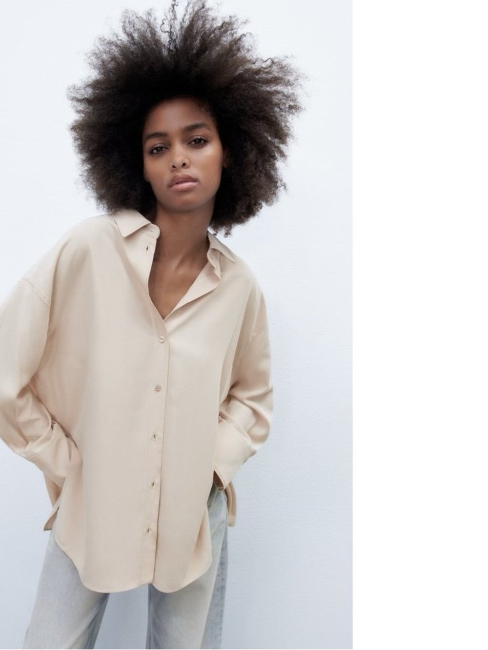 Zara Beige Button-Down Shirt